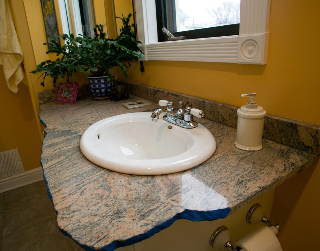 slab stone countertop Wolseley - Bathroom Renovations Winnipeg - All Canadian Renovations Ltd.