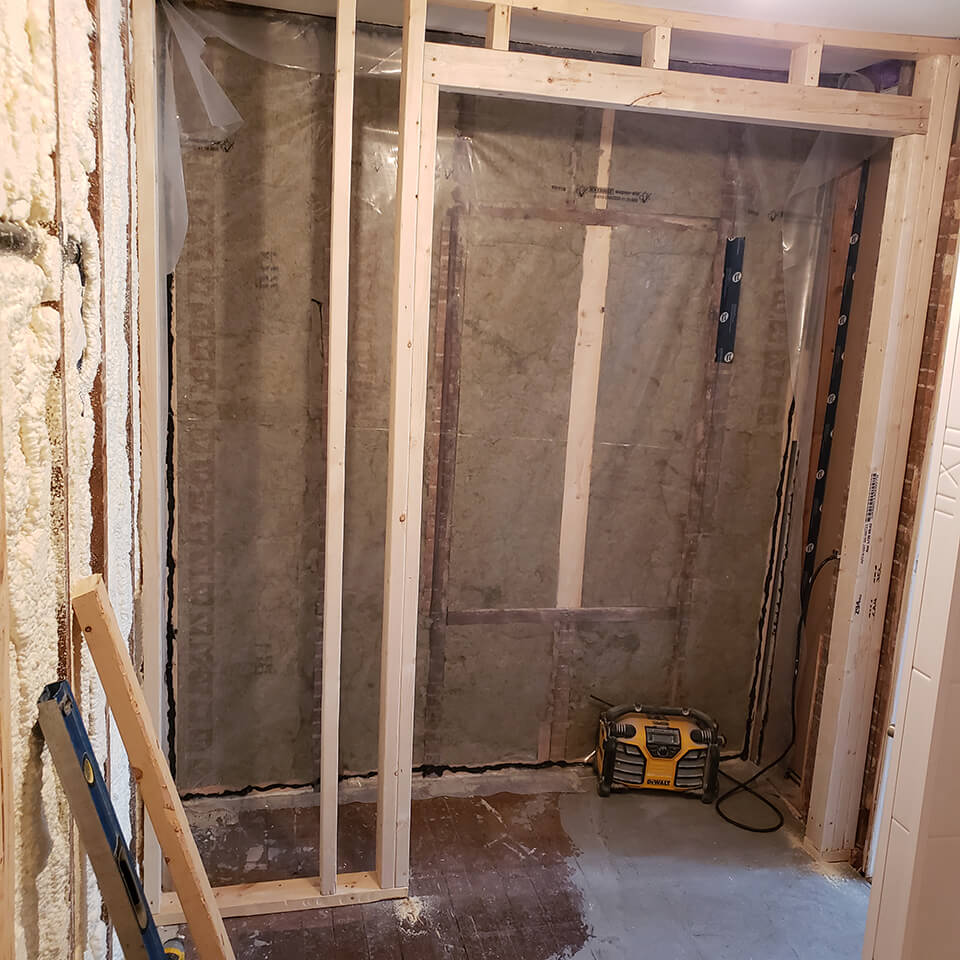 framing shower Bathroom Powder Room - Bathroom Renovations Winnipeg - All Canadian Renovations Ltd.