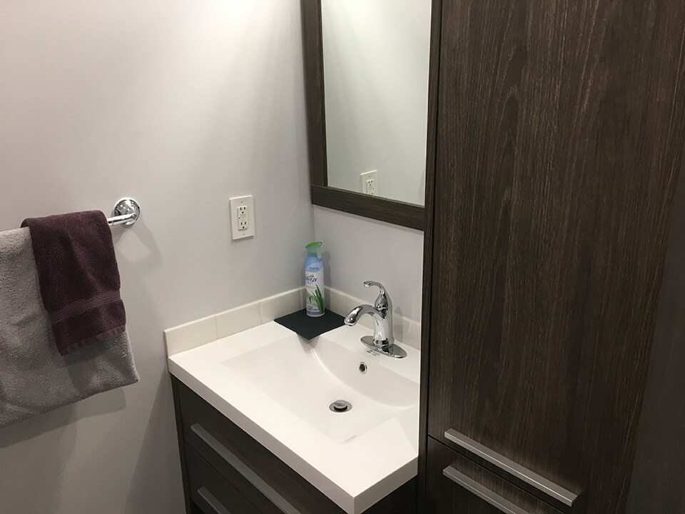 updated sink small space Bathroom Renovation - Bathroom Renovations Winnipeg - All Canadian Renovations Ltd.