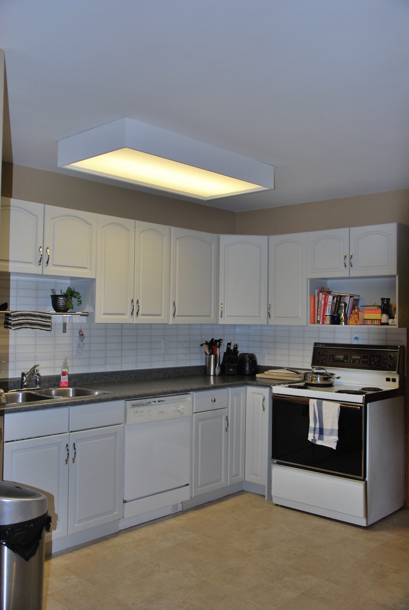 kitchen renovations white walls overhead light