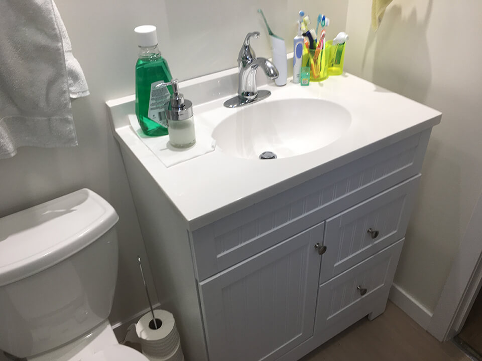 new sink and countertop Bathroom Renovation - Bathroom Renovations Winnipeg - All Canadian Renovations Ltd.